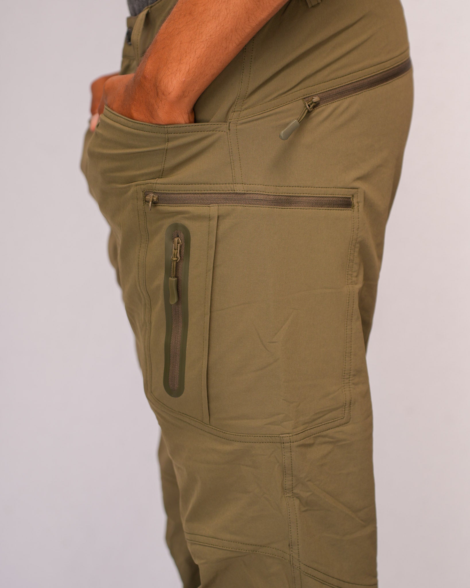  4-way stretch UPF 50 fabric close-up AllOcean SaltRunner – Army Green