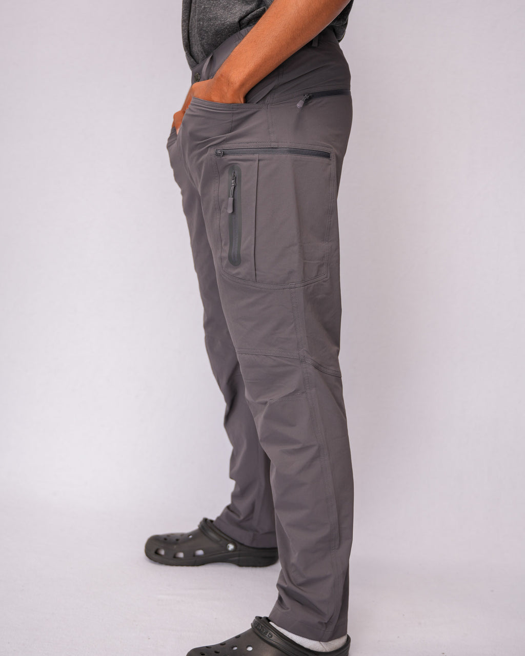 AllOcean SaltRunner saltwater fishing pants side view – Grey
