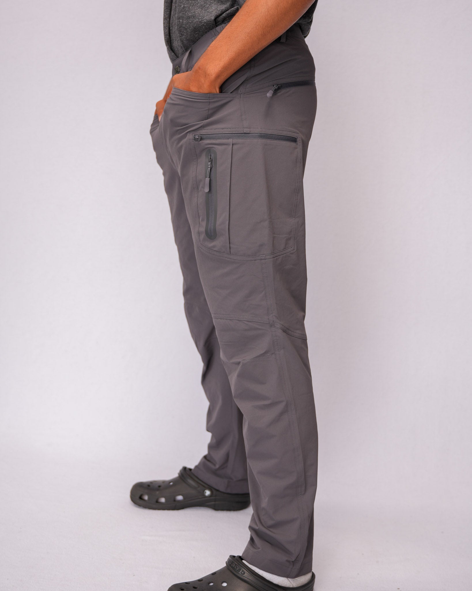AllOcean SaltRunner saltwater fishing pants side view – Grey