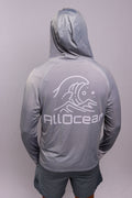  AllOcean Apex Performance Hoodie back view mens UPF 50 – Grey