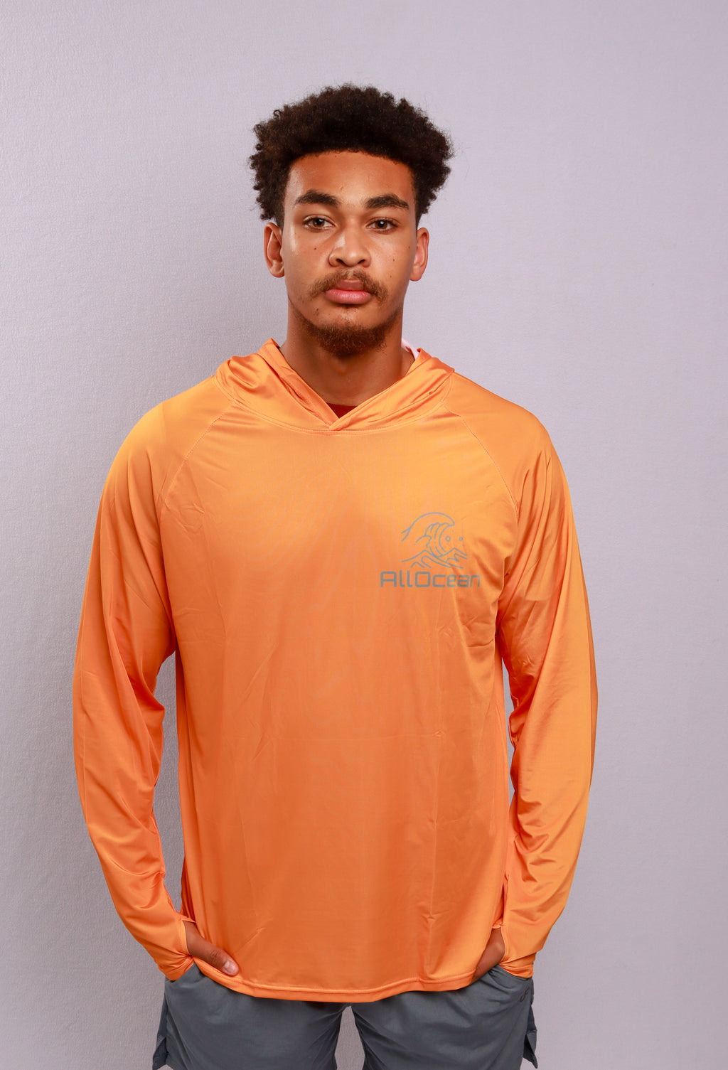 AllOcean Apex Performance Hoodie UPF 50+ front view – Orange