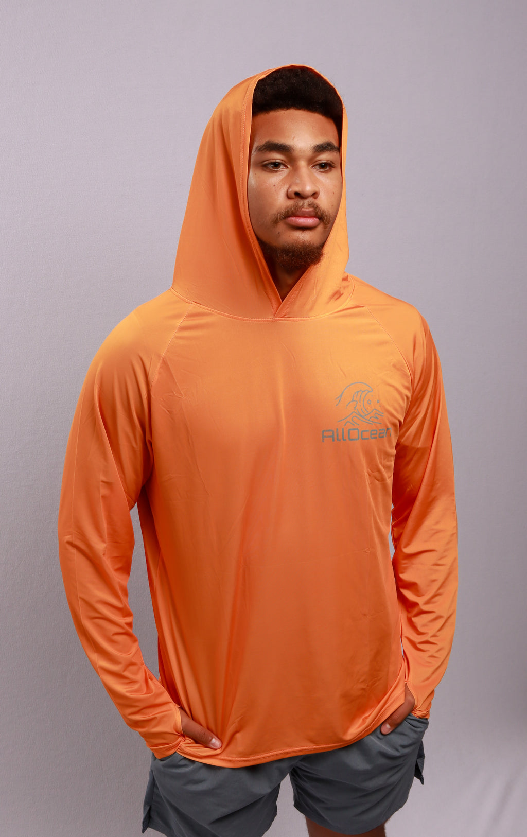 Close-up of salt-resistant fabric on AllOcean Apex Performance Hoodie