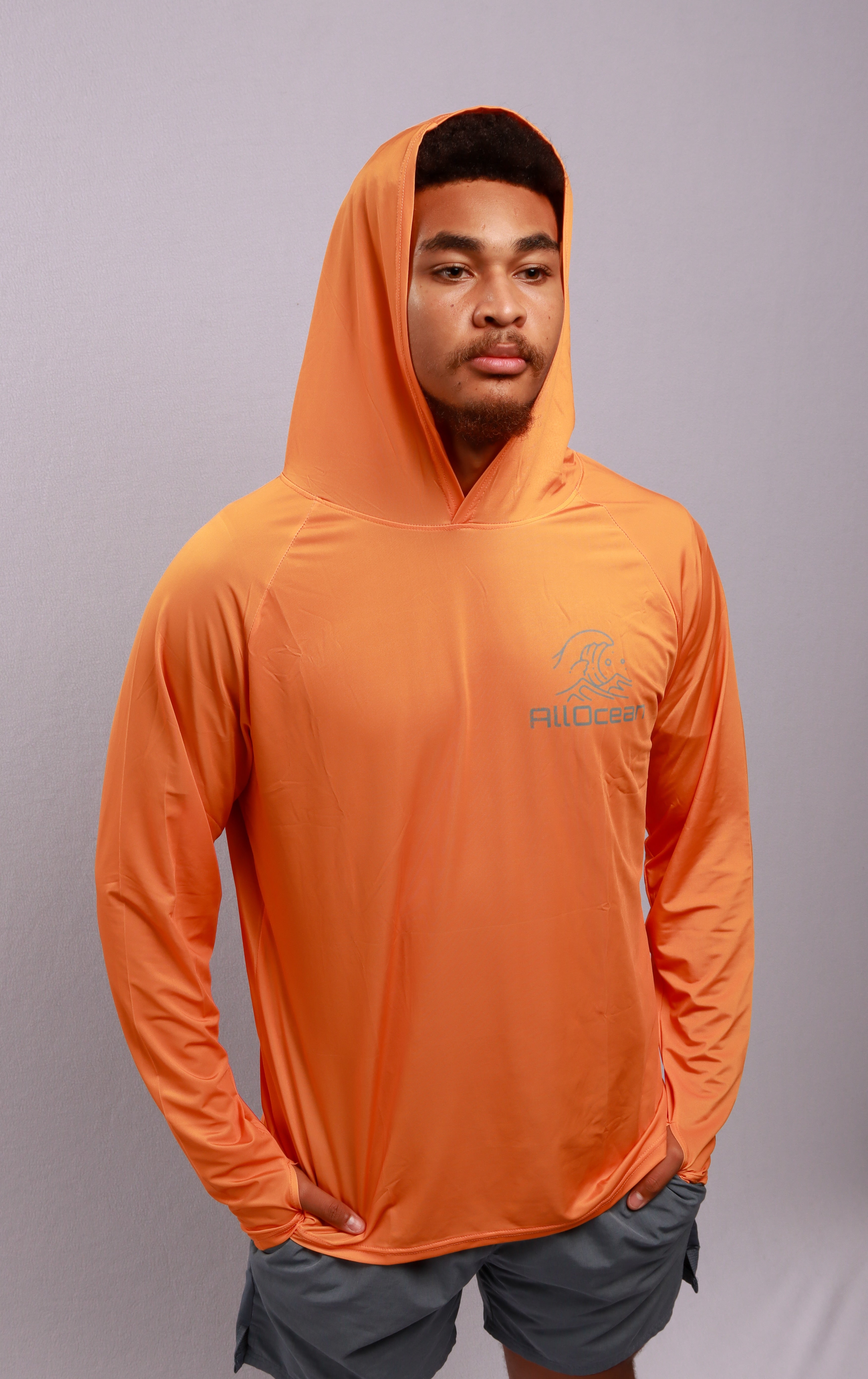 Close-up of salt-resistant fabric on AllOcean Apex Performance Hoodie