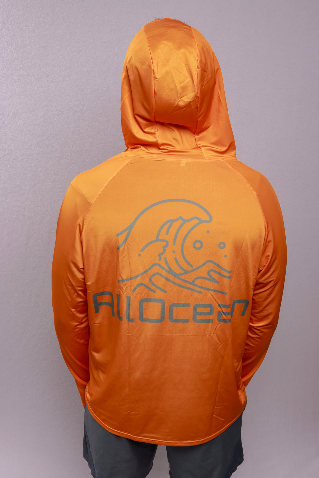 AllOcean Apex Performance Hoodie back view mens UPF 50 – Orange