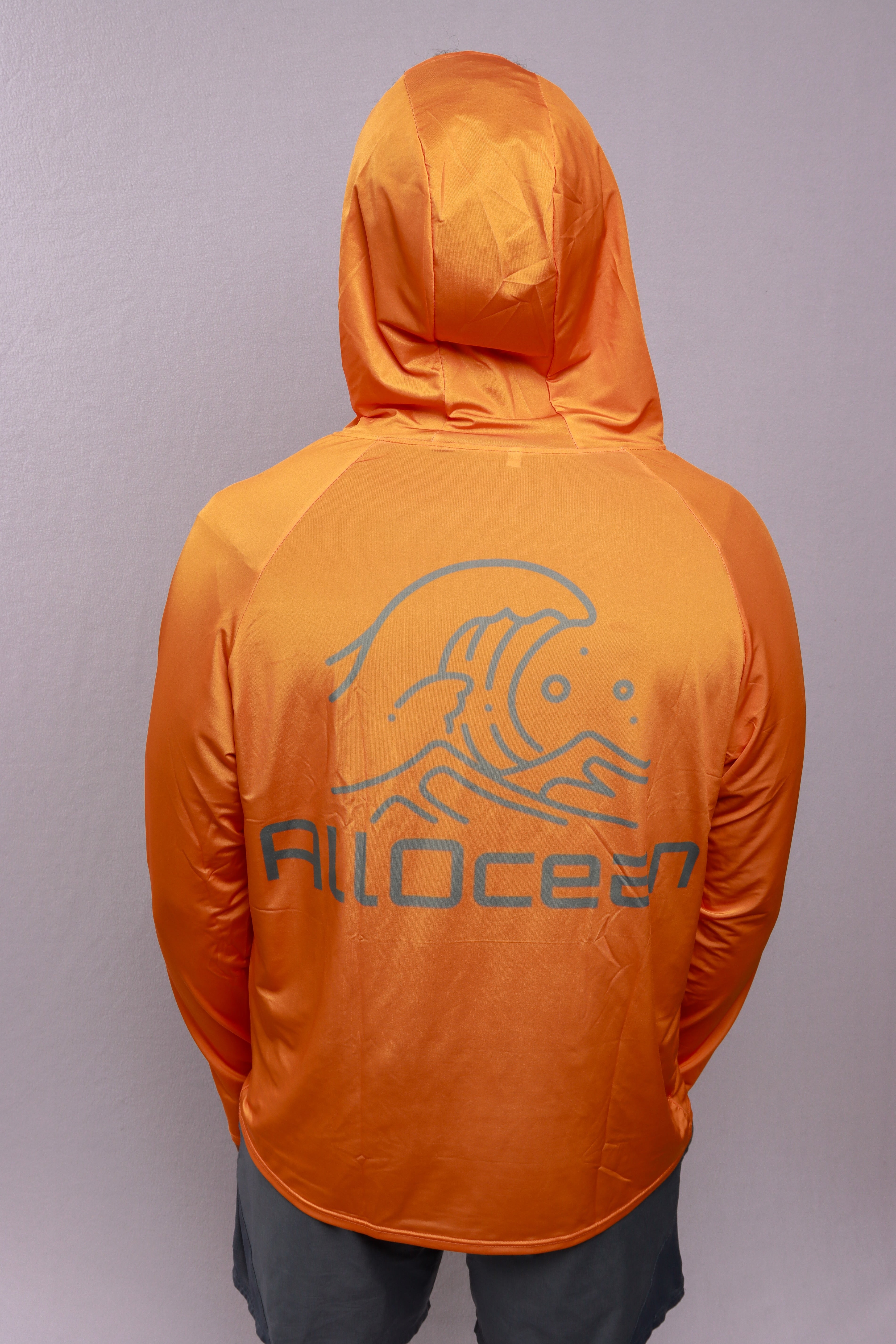 AllOcean Apex Performance Hoodie back view mens UPF 50 – Orange
