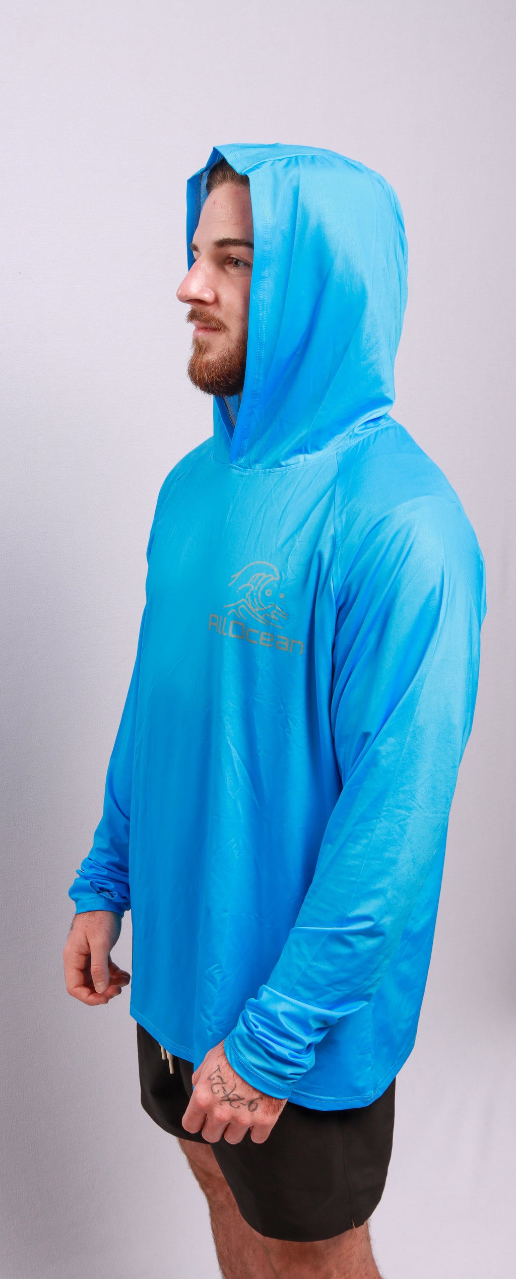 Close-up of salt-resistant fabric on AllOcean Apex Performance Hoodie