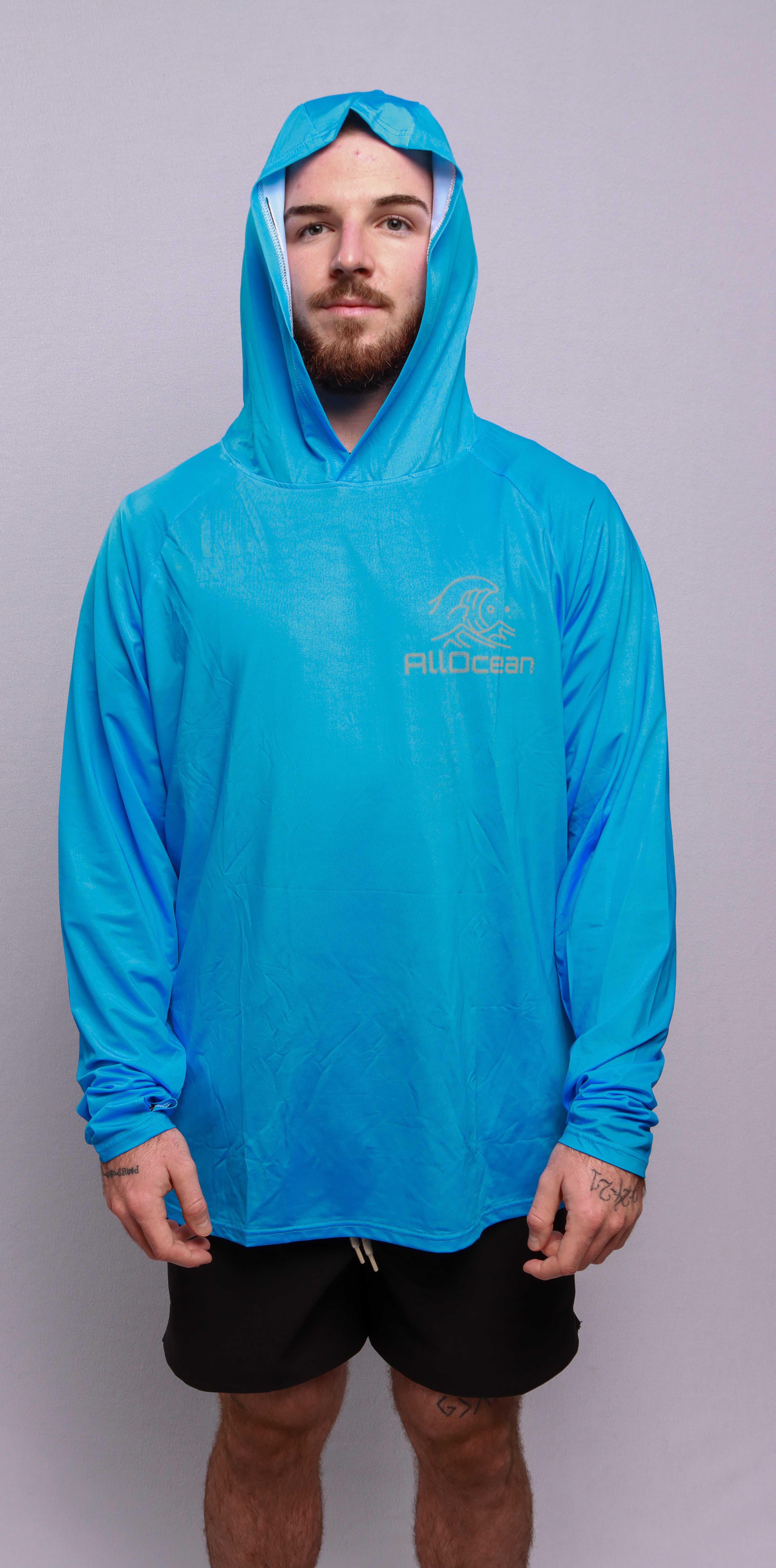 AllOcean Apex Performance Hoodie UPF 50+ front view saltwater fishing