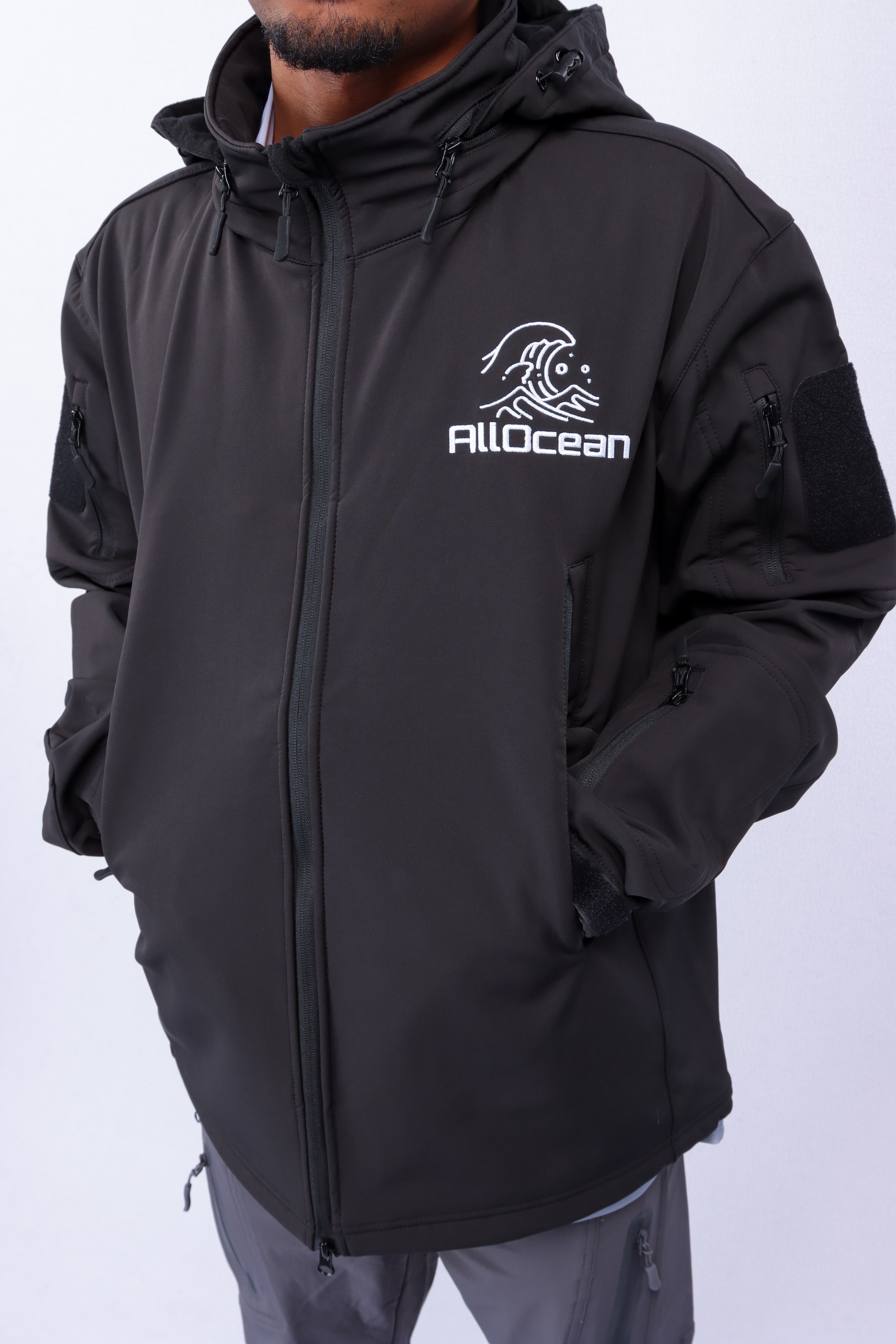 AllOcean SaltGuard Pro waterproof saltwater fishing jacket front view