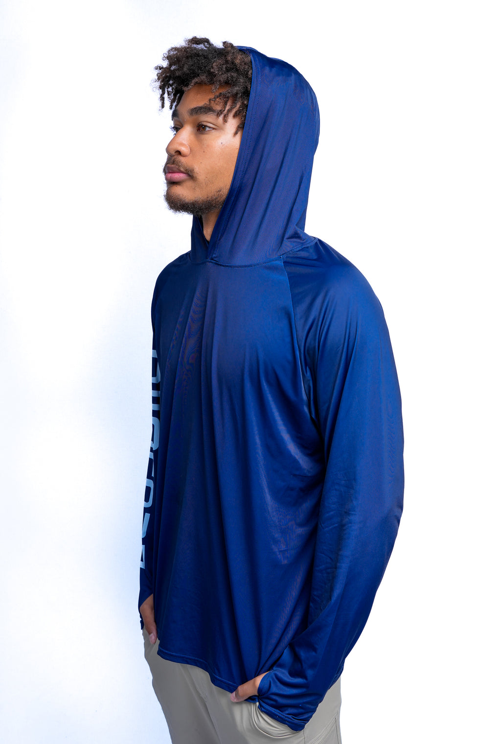 Close-up of salt-resistant fabric on AllOcean Apex Performance Hoodie
